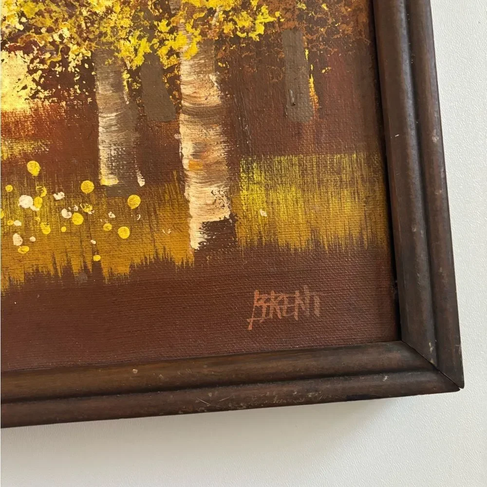 Original Mid Century Paul Brent Oil Painting ~Golden Birch Forest On Canvas